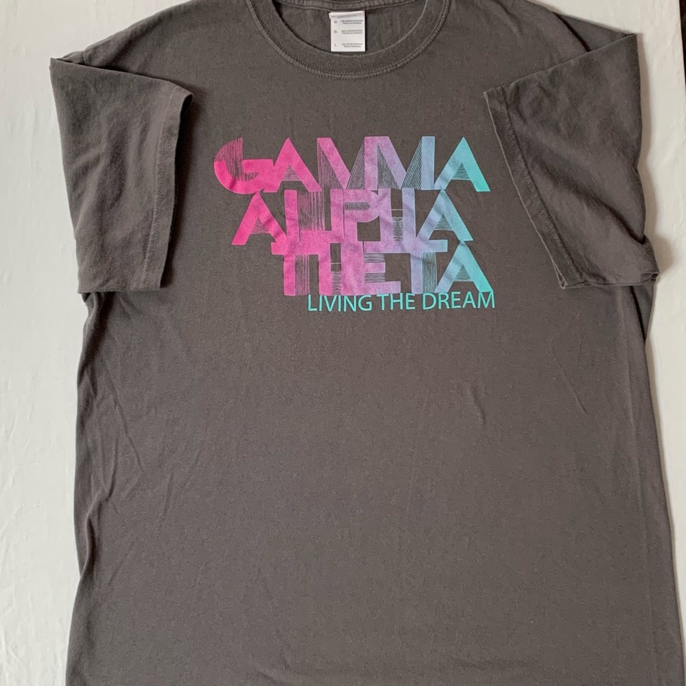 3/$12 Gamma Alpha Theta Living The Dream gray unisex 100% Cotton T-shirt